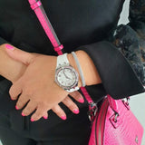 Buy Shop Guess Sparkling Silver Dial White Rubber Strap Watch For Women - GW0032L1 USA Online