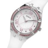Buy Shop Guess Sparkling Silver Dial White Rubber Strap Watch For Women - GW0032L1 USA Online