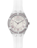 Buy Shop Guess Sparkling Silver Dial White Rubber Strap Watch For Women - GW0032L1 USA Online