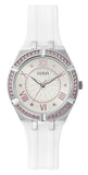 Buy Shop Guess Sparkling Silver Dial White Rubber Strap Watch For Women - GW0032L1 USA Online