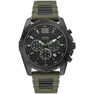 Buy Shop Guess Sport Chronograph Black Dial Green Silicone Strap Watch for Men - W0167G4 USA Online