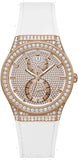 Buy Shop Guess Sport Multifunction Crystals Rose Gold Dial White Rubber Strap Watch For Women - GW0439L3 USA Online