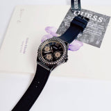 Buy Shop Guess Starlight Black Dial Black Rubber Strap Watch for Women - W0846L1 USA Online
