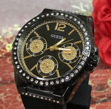 Buy Shop Guess Starlight Black Dial Black Rubber Strap Watch for Women - W0846L1 USA Online