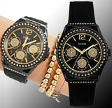 Buy Shop Guess Starlight Black Dial Black Rubber Strap Watch for Women - W0846L1 USA Online
