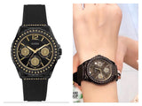 Buy Shop Guess Starlight Black Dial Black Rubber Strap Watch for Women - W0846L1 USA Online
