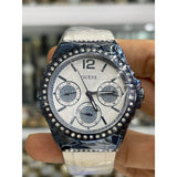 Buy Shop Guess Starlight Diamonds Silver Dial White Rubber Strap Watch for Women - W0846L7 USA Online