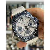 Buy Shop Guess Starlight Diamonds Silver Dial White Rubber Strap Watch for Women - W0846L7 USA Online