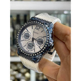 Buy Shop Guess Starlight Diamonds Silver Dial White Rubber Strap Watch for Women - W0846L7 USA Online