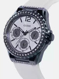 Buy Shop Guess Starlight Diamonds Silver Dial White Rubber Strap Watch for Women - W0846L7 USA Online