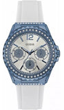 Buy Shop Guess Starlight Diamonds Silver Dial White Rubber Strap Watch for Women - W0846L7 USA Online