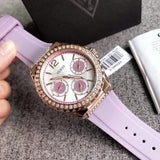 Buy Shop Guess Starlight Diamonds White Dial Purple Rubber Strap Watch for Women - W0846L6 USA Online