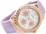 Buy Shop Guess Starlight Diamonds White Dial Purple Rubber Strap Watch for Women - W0846L6 USA Online