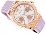 Buy Shop Guess Starlight Diamonds White Dial Purple Rubber Strap Watch for Women - W0846L6 USA Online