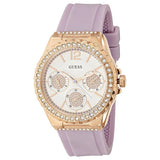 Buy Shop Guess Starlight Diamonds White Dial Purple Rubber Strap Watch for Women - W0846L6 USA Online