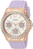 Buy Shop Guess Starlight Diamonds White Dial Purple Rubber Strap Watch for Women - W0846L6 USA Online