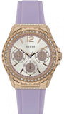 Buy Shop Guess Starlight Diamonds White Dial Purple Rubber Strap Watch for Women - W0846L6 USA Online