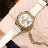 Buy Shop Guess Starlight Diamonds White Dial White Rubber Strap Watch for Women - W0846L5 USA Online