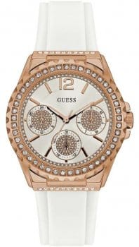 Buy Shop Guess Starlight Diamonds White Dial White Rubber Strap Watch for Women - W0846L5 USA Online