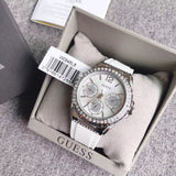 Buy Shop Guess Starlight Multifunction Diamonds White Dial White Rubber Strap Watch for Women - W0846L8 USA Online