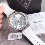 Buy Shop Guess Starlight Multifunction Diamonds White Dial White Rubber Strap Watch for Women - W0846L8 USA Online