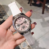 Buy Shop Guess Starlight Multifunction Diamonds White Dial White Rubber Strap Watch for Women - W0846L8 USA Online