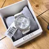 Buy Shop Guess Starlight Multifunction Diamonds White Dial White Rubber Strap Watch for Women - W0846L8 USA Online