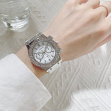Buy Shop Guess Starlight Multifunction Diamonds White Dial White Rubber Strap Watch for Women - W0846L8 USA Online