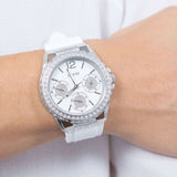 Buy Shop Guess Starlight Multifunction Diamonds White Dial White Rubber Strap Watch for Women - W0846L8 USA Online