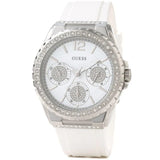 Buy Shop Guess Starlight Multifunction Diamonds White Dial White Rubber Strap Watch for Women - W0846L8 USA Online