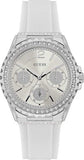 Buy Shop Guess Starlight Multifunction Diamonds White Dial White Rubber Strap Watch for Women - W0846L8 USA Online