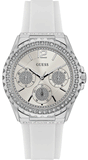Buy Shop Guess Starlight Multifunction Diamonds White Dial White Rubber Strap Watch for Women - W0846L8 USA Online