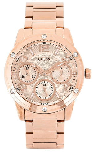 Buy Shop Guess Studio Rose Gold Dial Rose Gold Steel Strap Watch For Women - W0778L3 USA Online