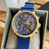 Buy Shop Guess Sunrise Blue Dial with Diamonds Blue Rubber Strap Watch For Women - W0616L2 USA Online