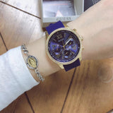 Buy Shop Guess Sunrise Blue Dial with Diamonds Blue Rubber Strap Watch For Women - W0616L2 USA Online