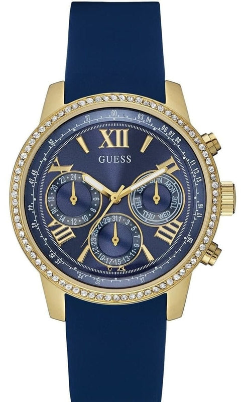 Buy Shop Guess Sunrise Blue Dial with Diamonds Blue Rubber Strap Watch For Women - W0616L2 USA Online