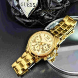 Buy Shop Guess Sunrise Chronograph Gold Dial Gold Steel Strap Watch For Women - W0330L1 USA Online