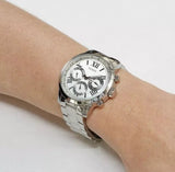 Buy Shop Guess Sunrise Multifunction Quartz White Dial Silver Steel Strap Watch For Women - W0330L3 USA Online