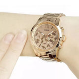 Buy Shop Guess Sunrise Quartz Rose Gold Dial Rose Gold Steel Strap Watch For Women - W0330L2 USA Online