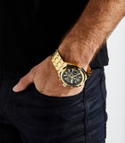 Buy Shop Guess Surge Chronograph Black Dial Gold Steel Strap Watch for Men - W1258G2 USA Online