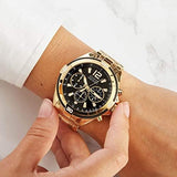 Buy Shop Guess Surge Chronograph Black Dial Gold Steel Strap Watch for Men - W1258G2 USA Online
