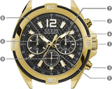 Buy Shop Guess Surge Chronograph Black Dial Gold Steel Strap Watch for Men - W1258G2 USA Online