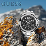 Buy Shop Guess Surge Chronograph Black Dial Silver Steel Strap Watch for Men - W1258G1 USA Online