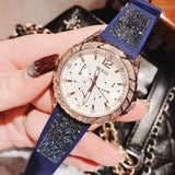 Buy Shop Guess Swirl Analog Quartz White Dial Blue Rubber Strap Watch for Women - W1096L4 USA Online