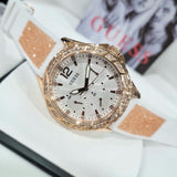 Buy Shop Guess Swirl Quartz Silver Dial White Rubber Strap Watch For Women - W1096l2 USA Online