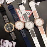 Buy Shop Guess Swirl Quartz Silver Dial White Silicone Strap Watch for Women - W1096L1 USA Online