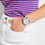 Buy Shop Guess Swirl Quartz Silver Dial White Silicone Strap Watch for Women - W1096L1 USA Online