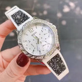 Buy Shop Guess Swirl Quartz Silver Dial White Silicone Strap Watch for Women - W1096L1 USA Online