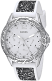 Buy Shop Guess Swirl Quartz Silver Dial White Silicone Strap Watch for Women - W1096L1 USA Online