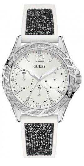 Buy Shop Guess Swirl Quartz Silver Dial White Silicone Strap Watch for Women - W1096L1 USA Online